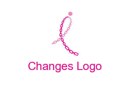 break cancer ribbon logo with dot and chain links
