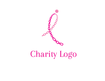 break cancer ribbon logo with dot and chain links