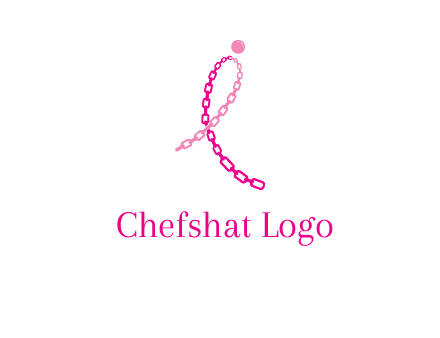 break cancer ribbon logo with dot and chain links