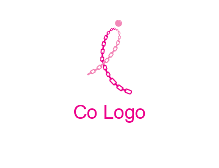 break cancer ribbon logo with dot and chain links