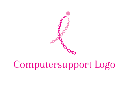 break cancer ribbon logo with dot and chain links