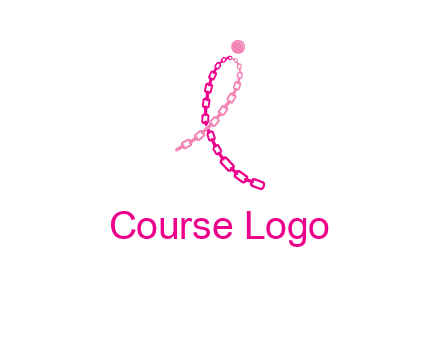 break cancer ribbon logo with dot and chain links