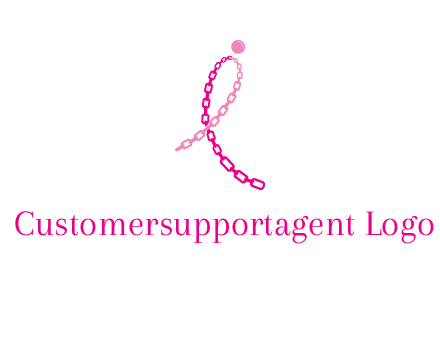 break cancer ribbon logo with dot and chain links