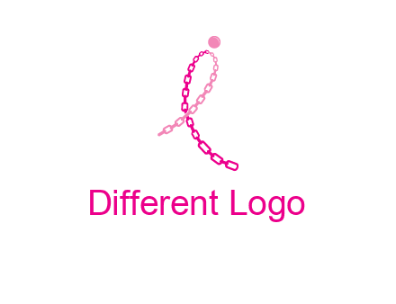 break cancer ribbon logo with dot and chain links