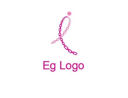 break cancer ribbon logo with dot and chain links
