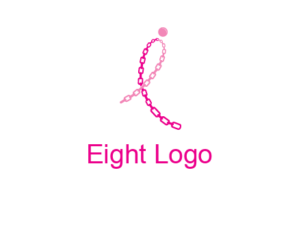 break cancer ribbon logo with dot and chain links
