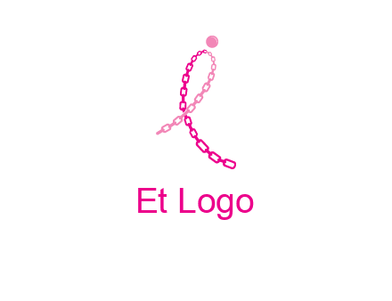 break cancer ribbon logo with dot and chain links