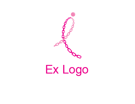 break cancer ribbon logo with dot and chain links