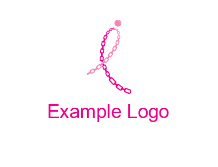 break cancer ribbon logo with dot and chain links