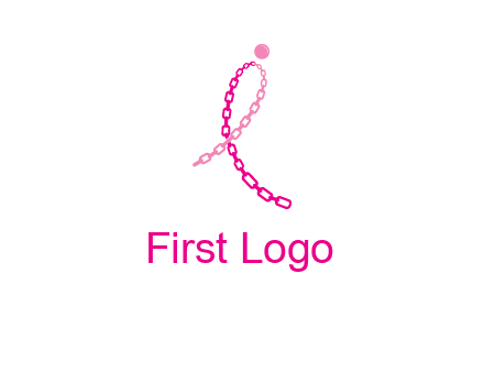 break cancer ribbon logo with dot and chain links