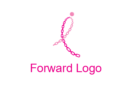 break cancer ribbon logo with dot and chain links
