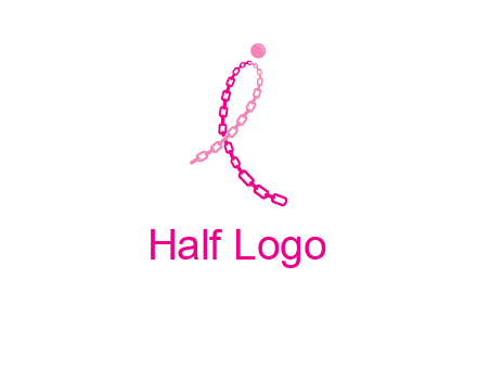 break cancer ribbon logo with dot and chain links