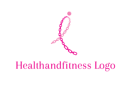 break cancer ribbon logo with dot and chain links