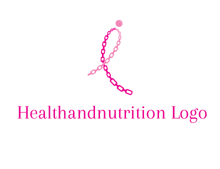 break cancer ribbon logo with dot and chain links