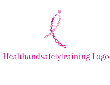 break cancer ribbon logo with dot and chain links