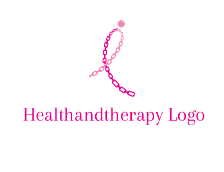 break cancer ribbon logo with dot and chain links