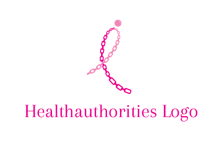 break cancer ribbon logo with dot and chain links