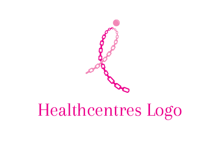 break cancer ribbon logo with dot and chain links