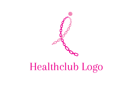 break cancer ribbon logo with dot and chain links