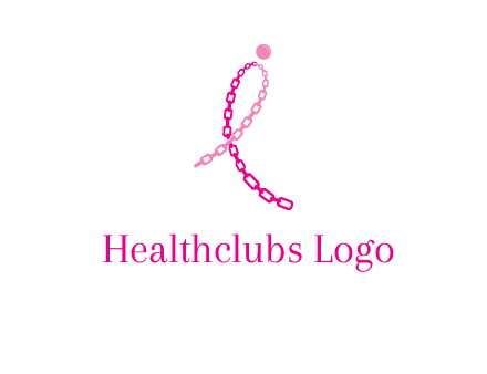 break cancer ribbon logo with dot and chain links