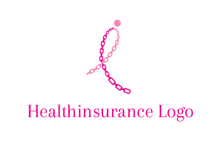 break cancer ribbon logo with dot and chain links
