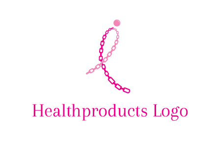 break cancer ribbon logo with dot and chain links