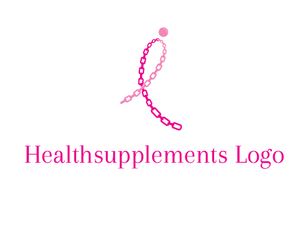 break cancer ribbon logo with dot and chain links