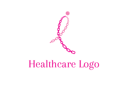break cancer ribbon logo with dot and chain links