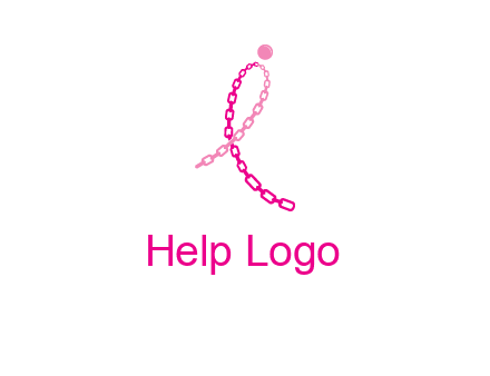 break cancer ribbon logo with dot and chain links
