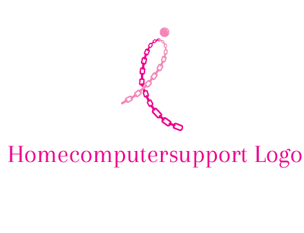break cancer ribbon logo with dot and chain links