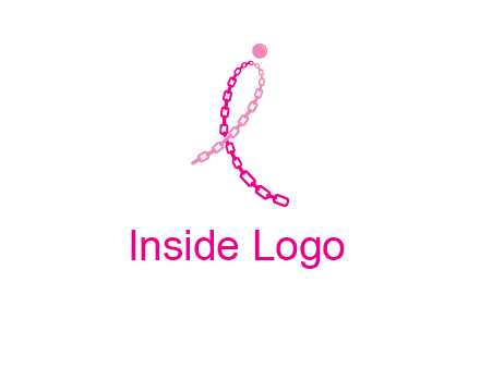 break cancer ribbon logo with dot and chain links