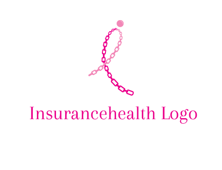 break cancer ribbon logo with dot and chain links