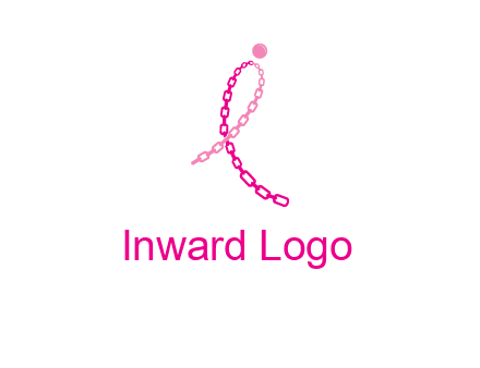 break cancer ribbon logo with dot and chain links
