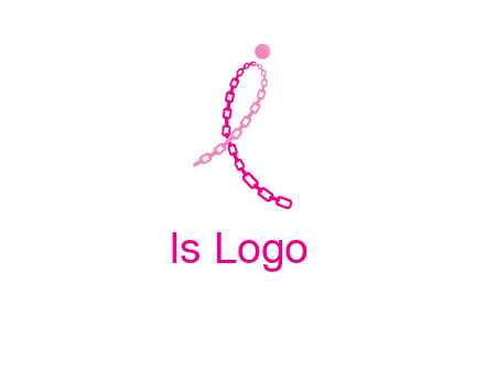 break cancer ribbon logo with dot and chain links
