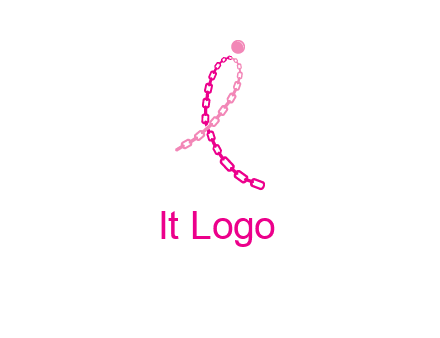 break cancer ribbon logo with dot and chain links