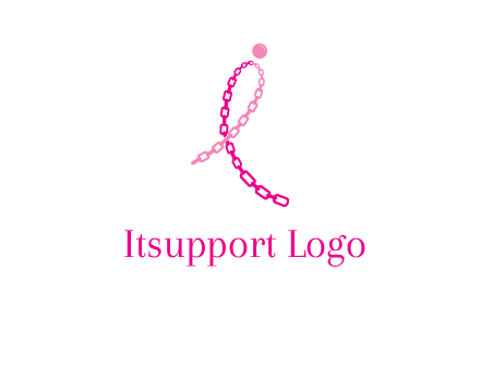 break cancer ribbon logo with dot and chain links