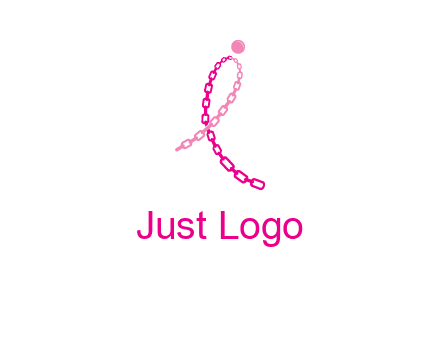 break cancer ribbon logo with dot and chain links