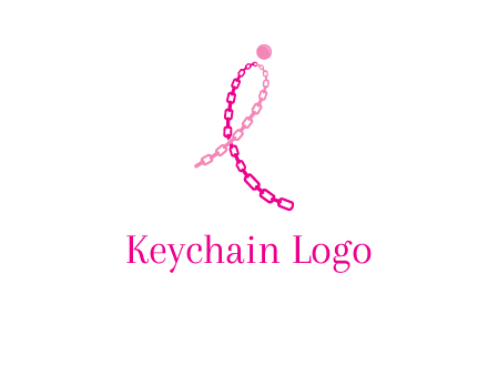 break cancer ribbon logo with dot and chain links