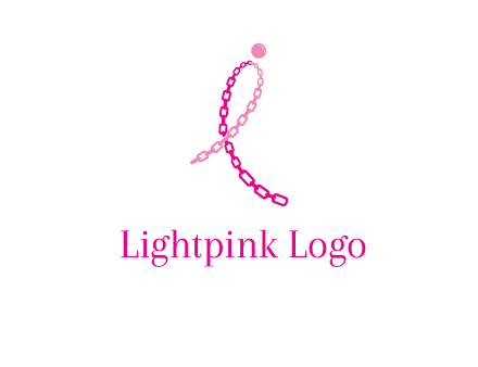 break cancer ribbon logo with dot and chain links