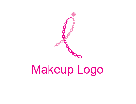 break cancer ribbon logo with dot and chain links