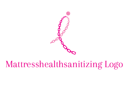 break cancer ribbon logo with dot and chain links