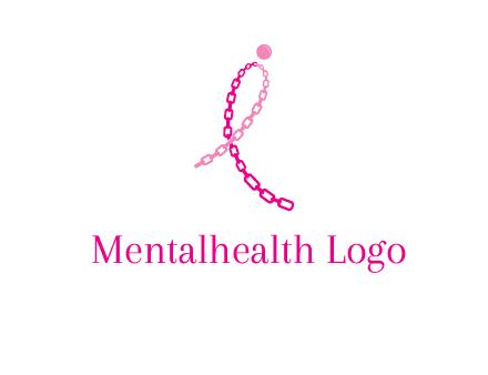 break cancer ribbon logo with dot and chain links