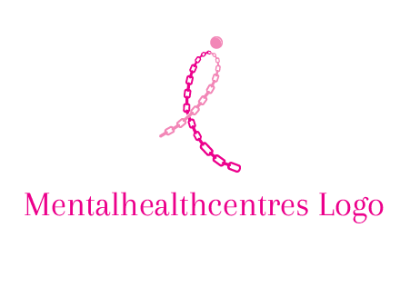 break cancer ribbon logo with dot and chain links