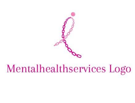break cancer ribbon logo with dot and chain links