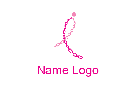 break cancer ribbon logo with dot and chain links