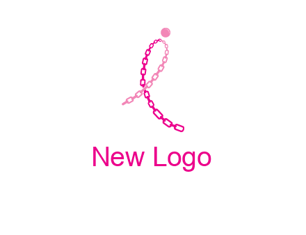 break cancer ribbon logo with dot and chain links