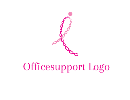 break cancer ribbon logo with dot and chain links