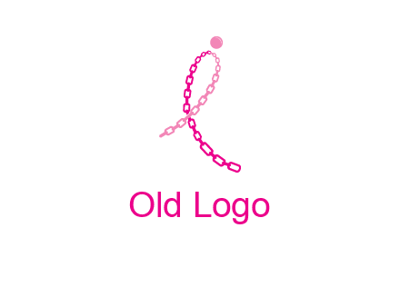 break cancer ribbon logo with dot and chain links