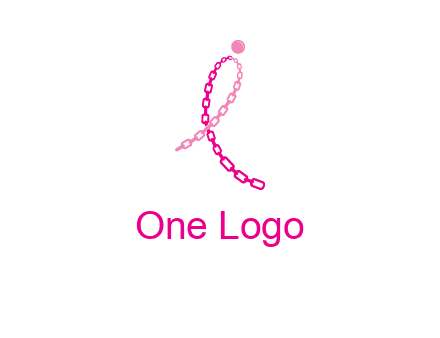 break cancer ribbon logo with dot and chain links