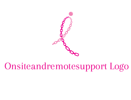 break cancer ribbon logo with dot and chain links